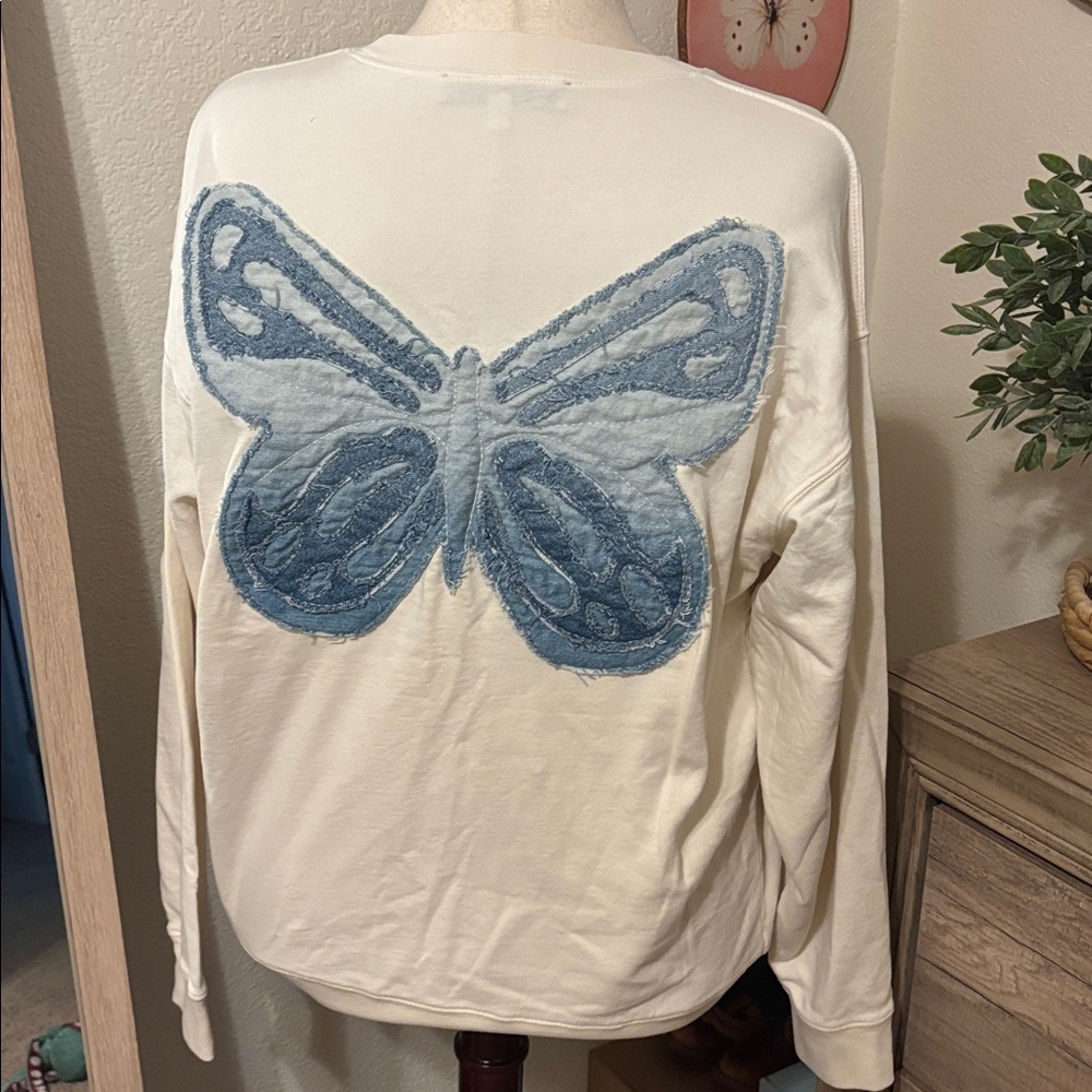 Tricia Fix Indigo Butterfly Crewneck Sweatshirt - Picture 4 of 6